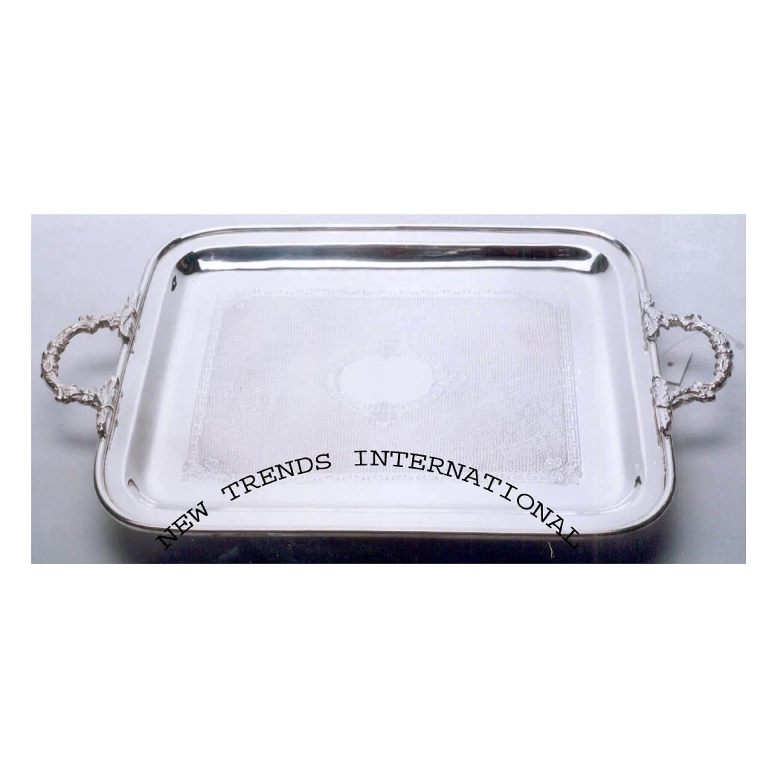 Античный художественный декор декоративный цветочный посеребренный латунный сервировочный поднос для настольного декора