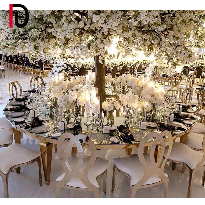 Dubai Wedding decoration half moon table Stainless Steel Wedding Table