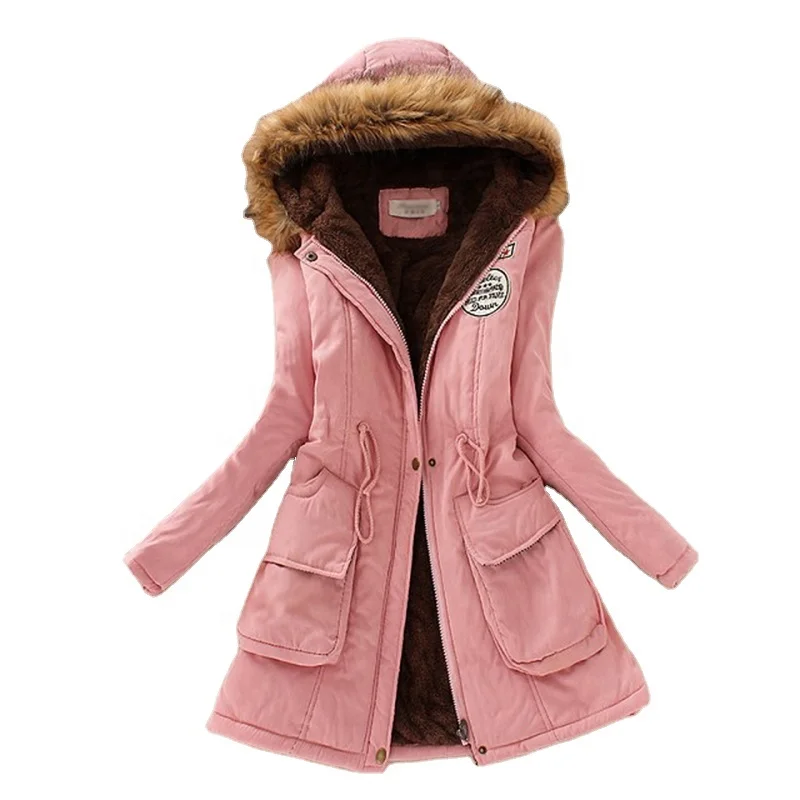 
Fur Collar Cotton Long Parkas Hoodies Warm Jackets Plus Size Winter Coat Women 