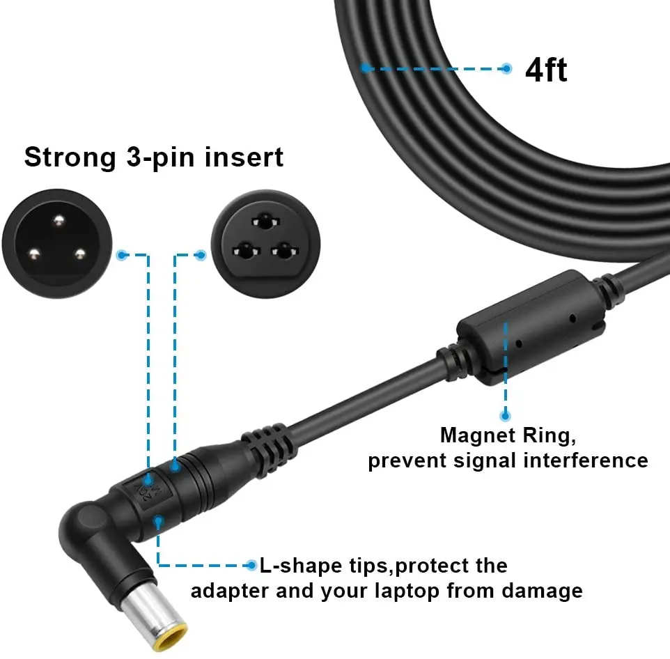 Laptop charger adapter Charger laptop 90W 15-20V  Black ultra-thin Universal power adapter for Dell/HP/Asus/Lenovo/Acer/Toshiba