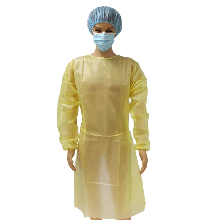 SJ PPE Isolation Gown Medical Grade Hospital Doctor Nurse Protection Gown Disposable Non-woven Isolation Gown Yellow