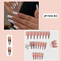 Wholesale Bulk Nude Color French Tip Ballerina Press On Nails Artificial Fingernails With Gule Kits