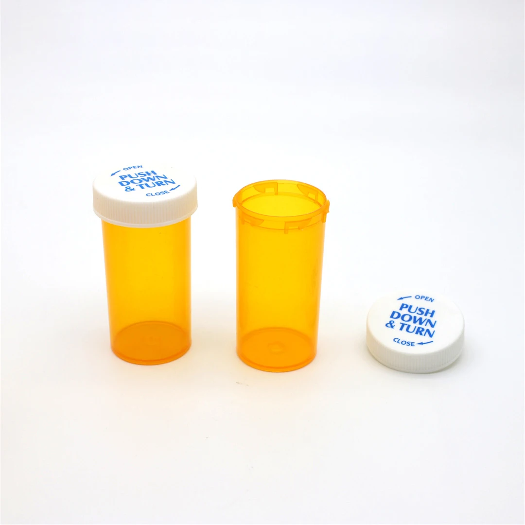 50ml food dry flower storage container PP plastic medicine pill bottles with CRC lids child proof packaging 13DR 12DR custom