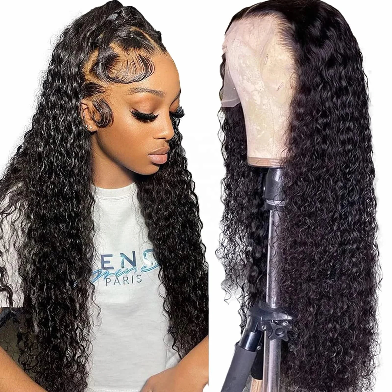 Hair Free Sample Virgin Brazilian 1 Piece Water Wave Frontal Wig For Black Women