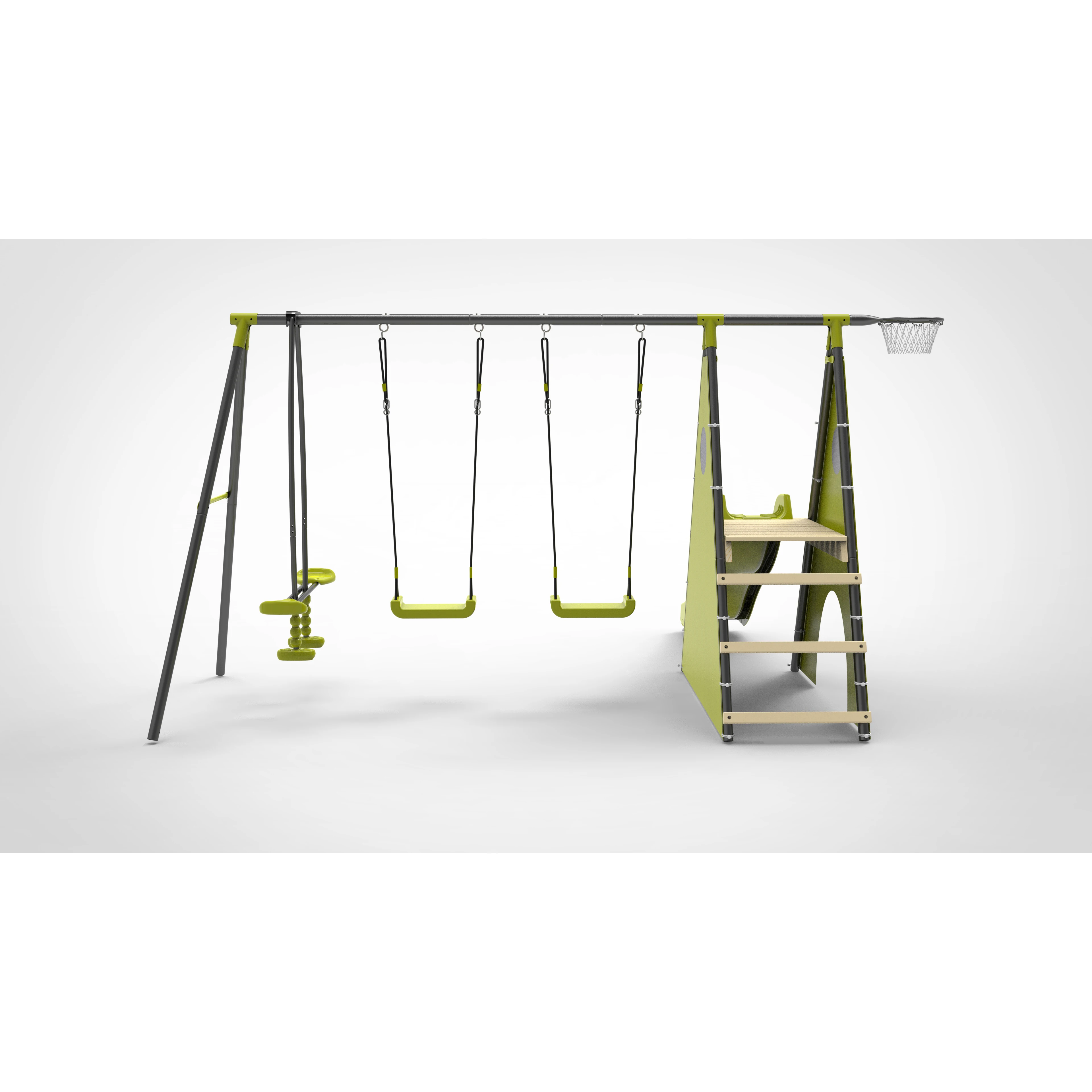 XIUNAN XNS029  plastic patio swings and face to face swing seat for garden children with kids slide BasketBall Backboard