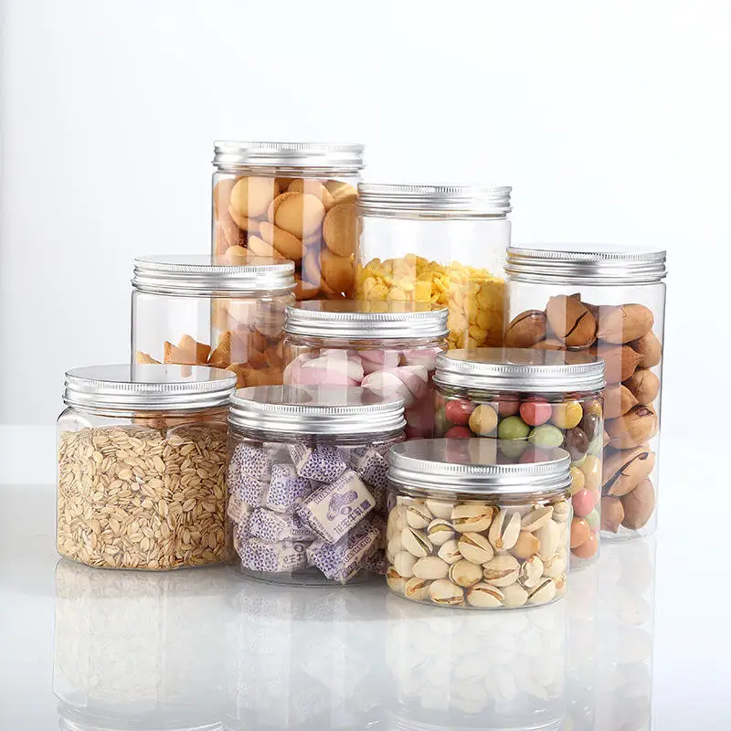 Wide mouth round 150ml 250ml 8oz plastic pet spice packaging peanut butter jar with aluminium cap