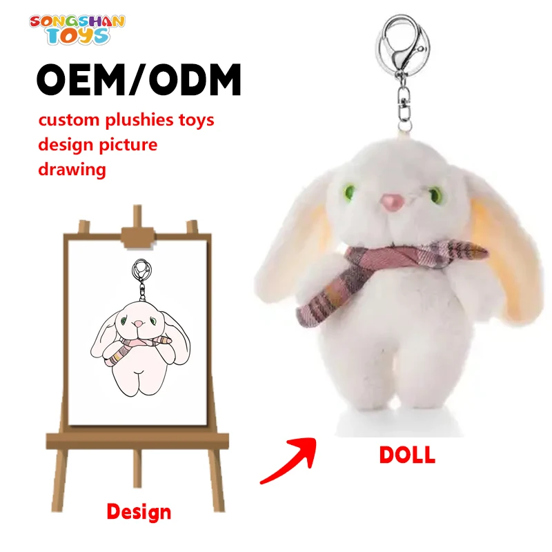 SongshanToys OEM ODM мини-брелок плюшевый игрушечный аниме плюшевый мишка Кролик талисман животных кулон на заказ плюшевый брелок