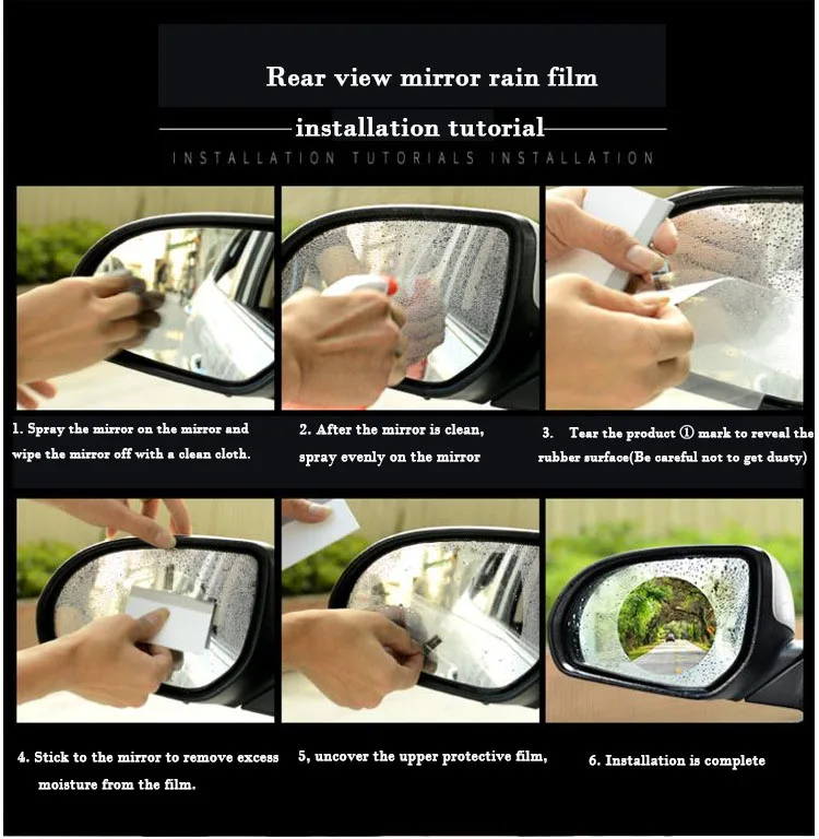 175*200mm Anti rain Window Clear Film Car Mirror E0040 Protective Waterproof Rainproof anti fog sticker for car mirror
