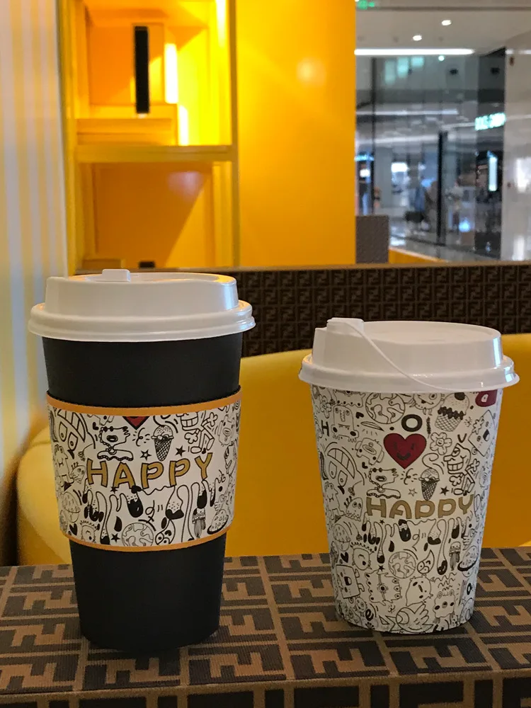 thickened with cover insulated hot drink hollow cup coffee cup kraft paper milk tea