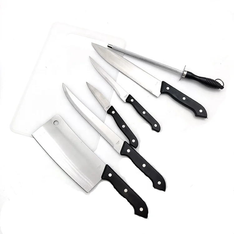 Stainless Steel Cutlery Set 6 Piece with Wood Cutting Board - Kitchen Chef Knife Set