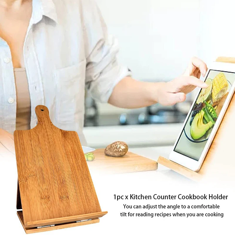 Recipe Ipad Tablet Book Holder Stand With Anti-slip Kickstand Cookbook Stand Cutting Board Style Cookbook Holder