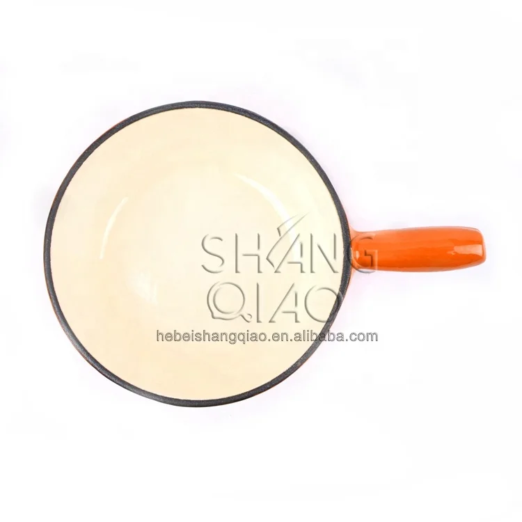 7 inch Enameled cast iron Chocolate Fondue Pot With 6 Fondue Forks Cheese Fondue Set