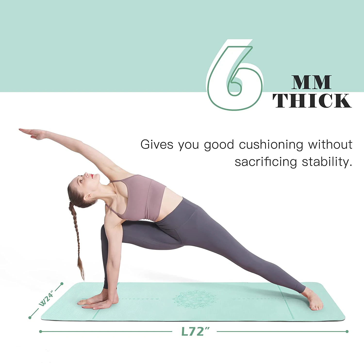 WOQI environmentally friendly TPE yoga mat is non slip with a large fitness pad, perfect for barefoot sports