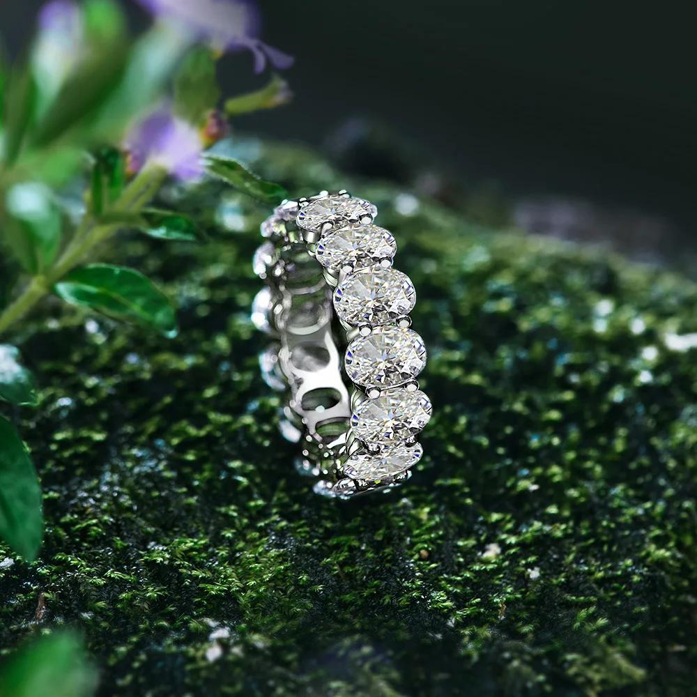 YANYI 925 Sterling Silver Round Diamond Ring 5 X 7 Pigeon Egg Jewelry Gift For