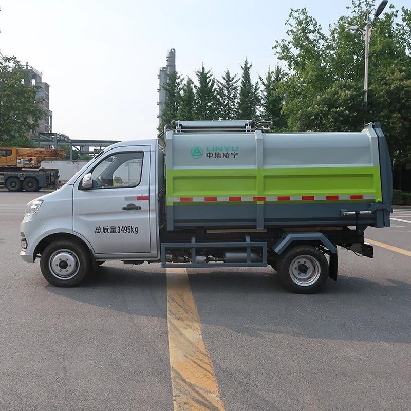 CIMC LINYU Left Loader Compactor Trash Garbage Truck Mini City Garbage Truck Detachable Container Garbage Truck in China