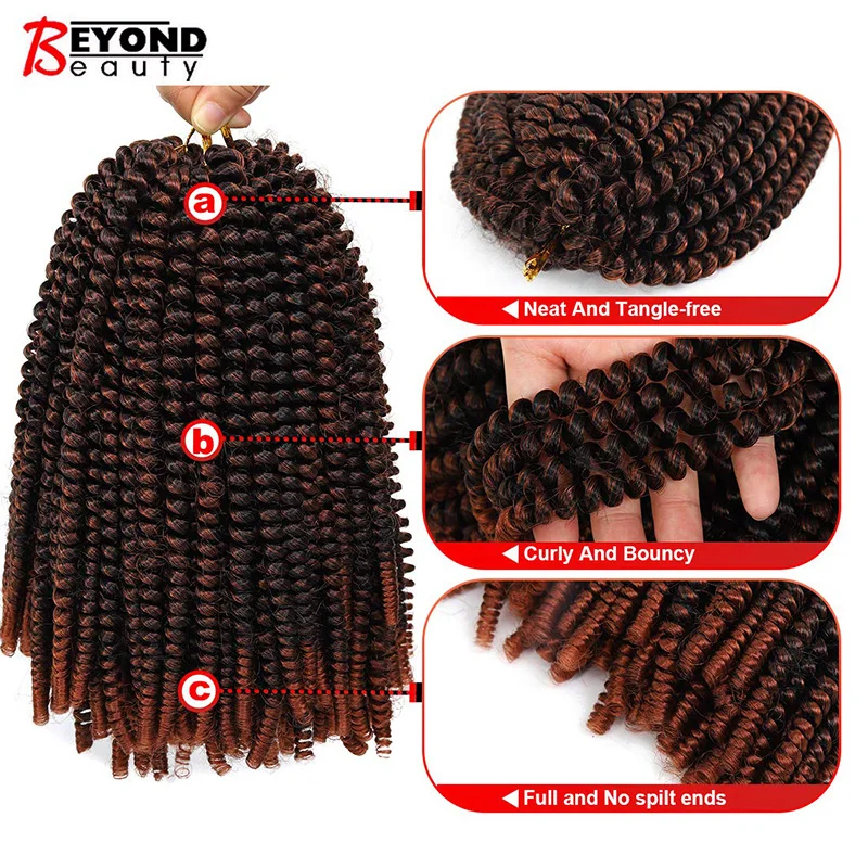 Free sample Spring Twist 8 Inch Synthetic Nubian Braid Extension Kenya Crochet Braids 350 Red Spring Twist Hair