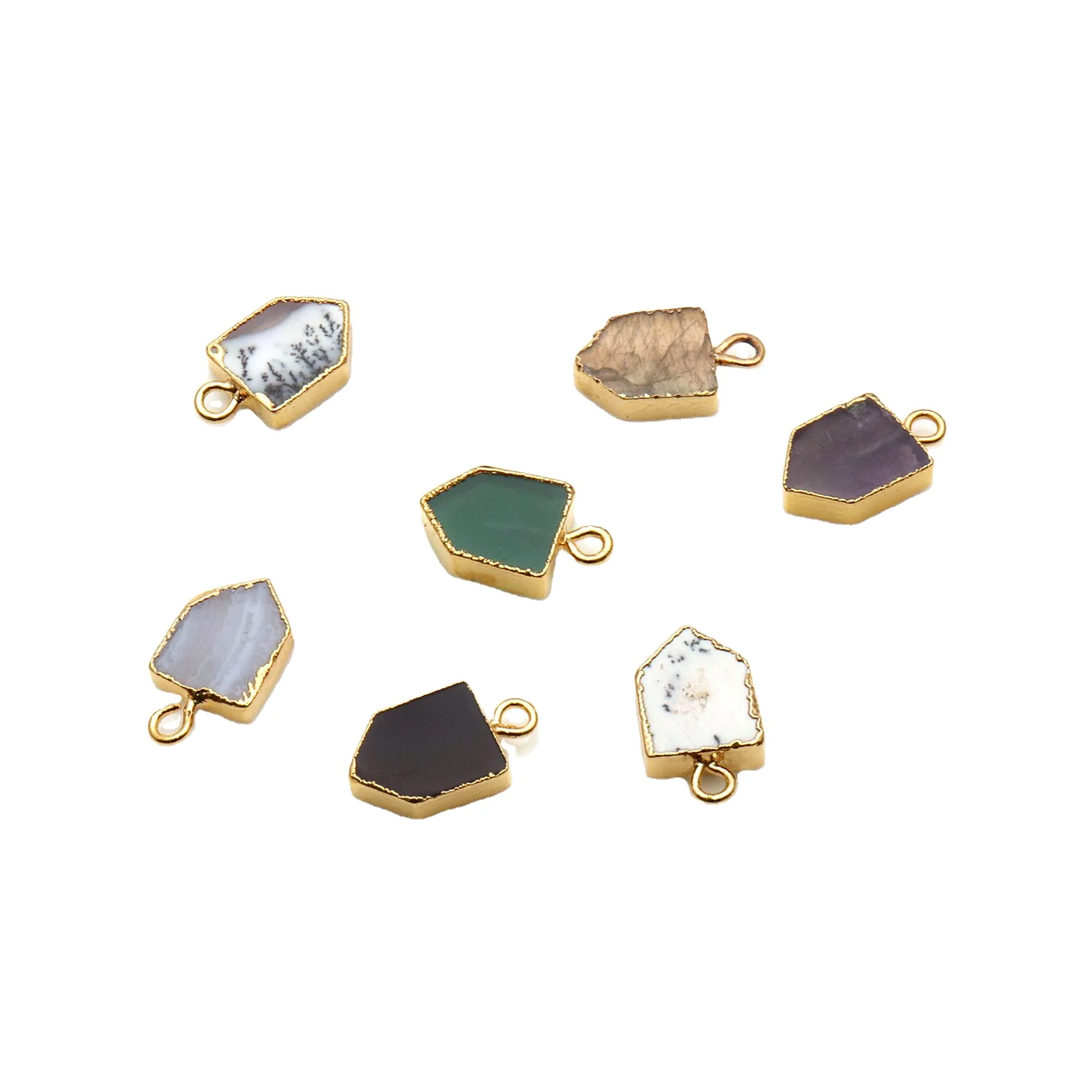 24K Gold Electroplated DIY Bail Pentagon Shape Gemstone 16x9 MM Connector for Jewelry Making Charms Supply from Wholesaler