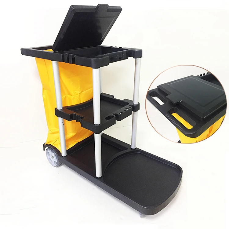 
Multipurpose Hotel Hall Room Office Service Cleaning Cart Trolley Clean Shelves Bank Corridor 