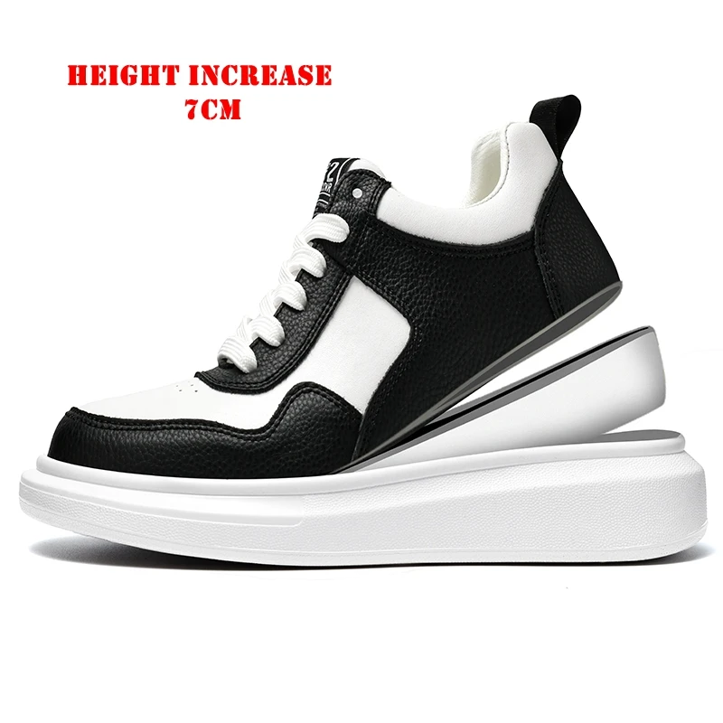 New Models alibaba Shoes Height Increasing for Men 7cm Genuine Leather White Sneaker Brand Luxury Elevator Boots High Quality