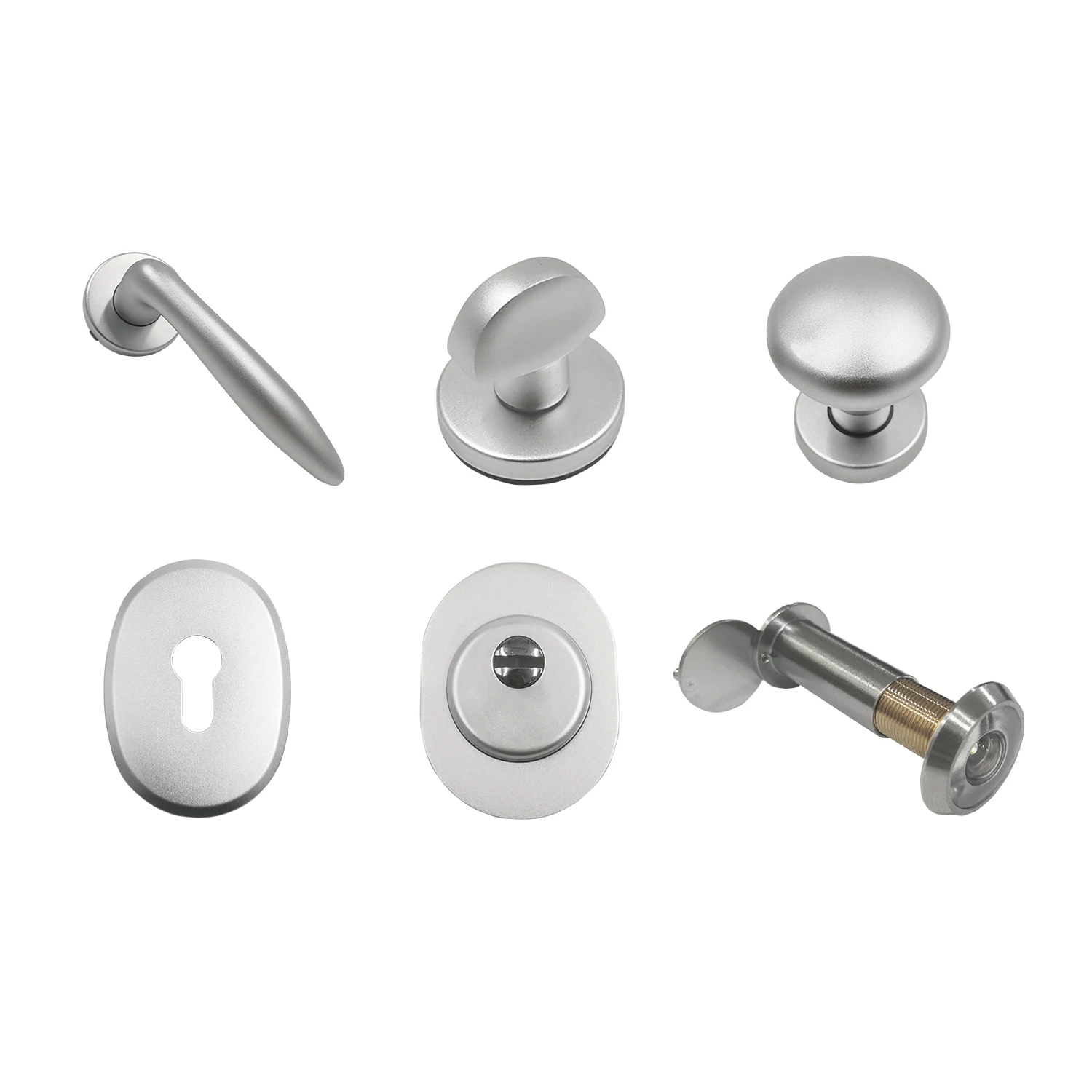 Luxury Modern silver security metal front door lock handle set for house hardware repair kit door handle set