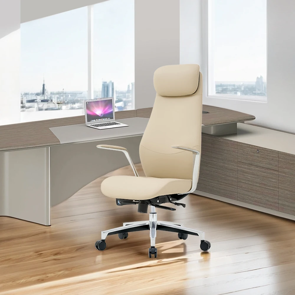 Foshan NOEL cadeira de escritorio genuine leather office chair ergonomic leather office desk and chair set  sillas de oficina