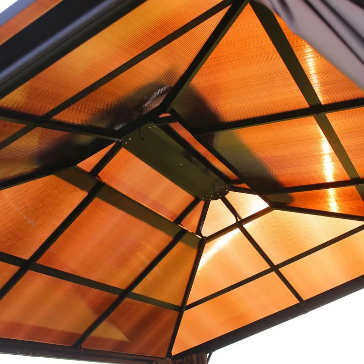 3*4M Luxury  Outdoor Gazebos Garden courtyard Party Double Polycarbonate PC Roof Aluminium Hardtop Gazebo