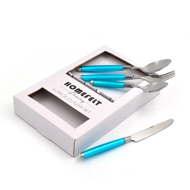 
Cheap 16 pcs cutlery set with plastic handle stainless steel tableware fork and spoon set 