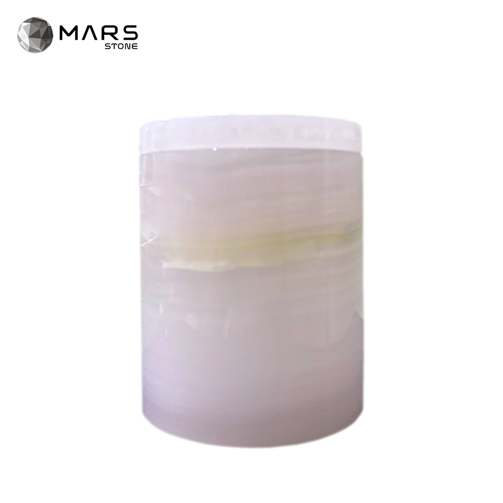 Factory Price Home Decor Modern Luxury Marble Pink Onyx Candle Vessel Jar Holders