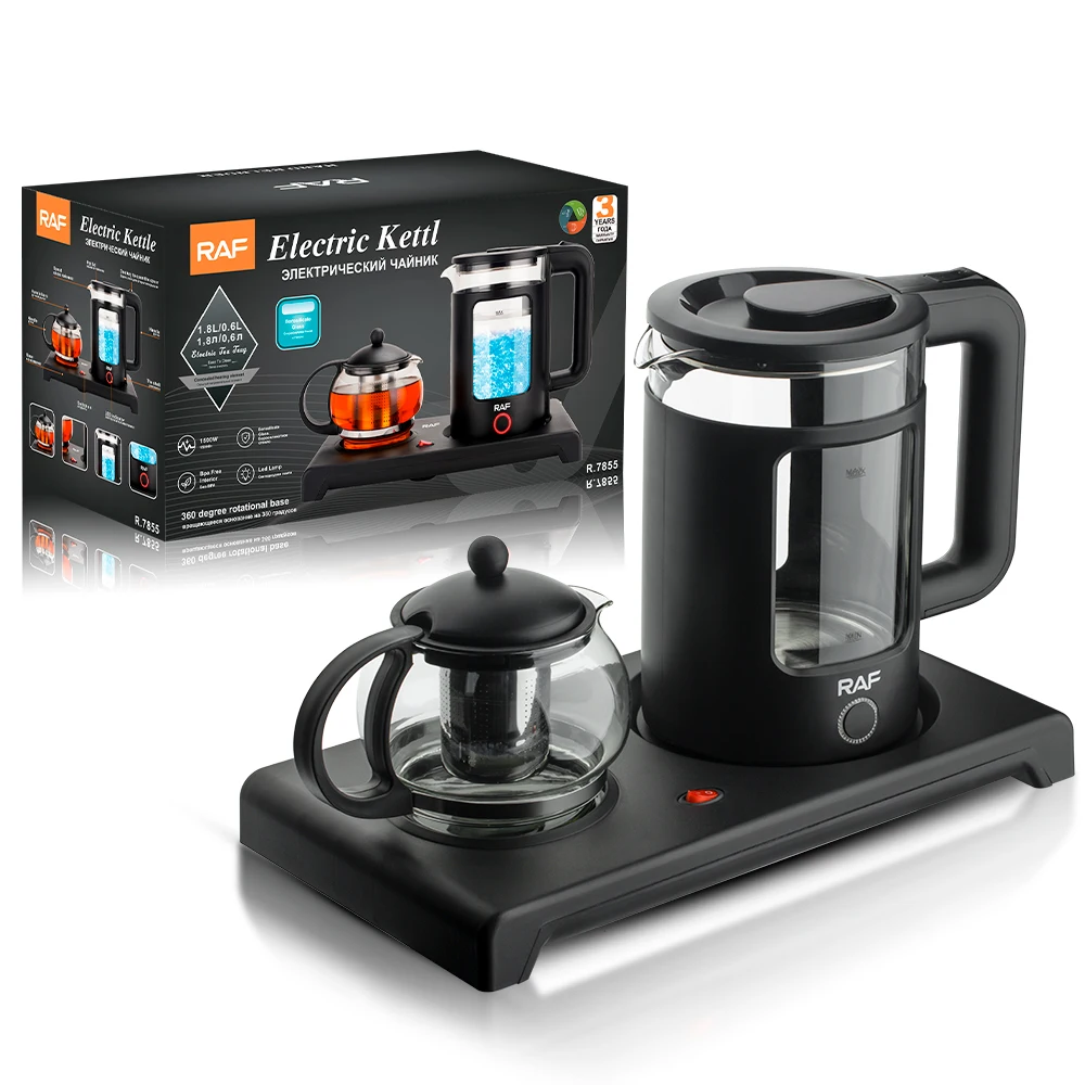 Keep Warmer Coffee Tea Maker Tray Set 360 Rotation Kettle With Tea Tray Set Electric Glass Kettle