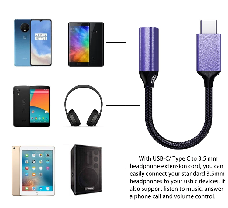 Wholesale High Quality USB C Type C to 3.5mm Aux Audio Adapter