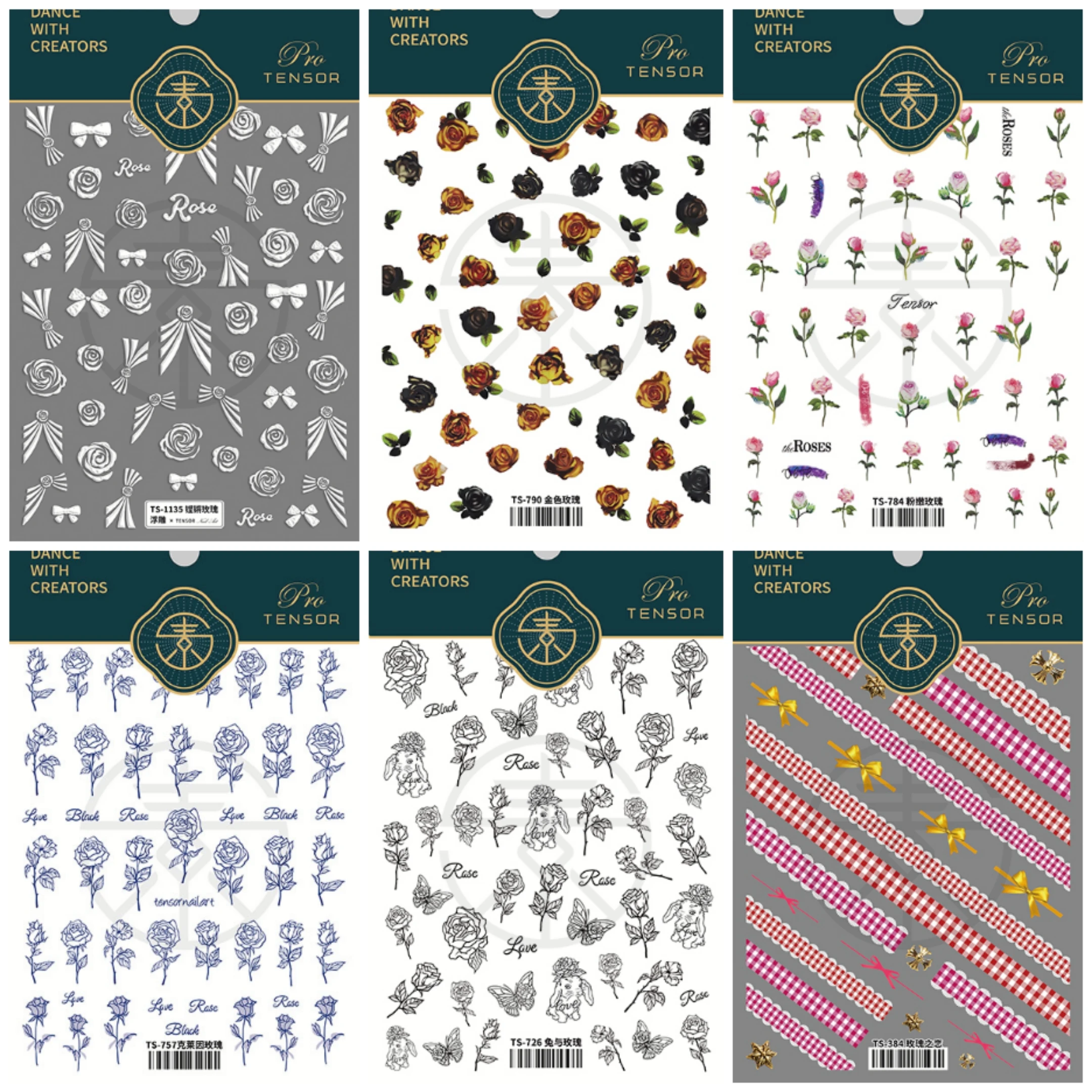 TENSOR New technology Roses Flower series Rabbits Butterfly thin transparent thin toughened nail art stickers