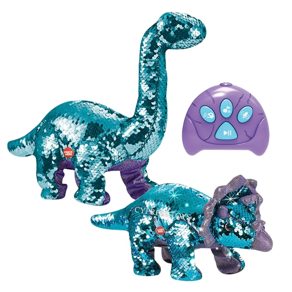 Toy plush RC with изменяющими color sequins, anime dinosaur remote control toy with sound