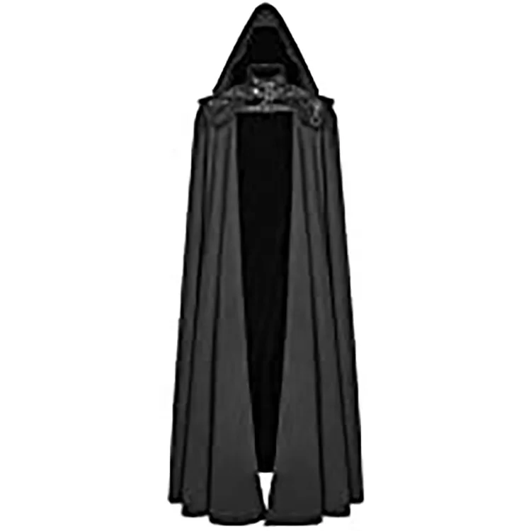 Мужская повседневная накидка с капюшоном, однотонный длинный кардиган в готическом стиле, накидка для костюмированной вечеринки, одежда для сцены и Хэллоуина, 2021