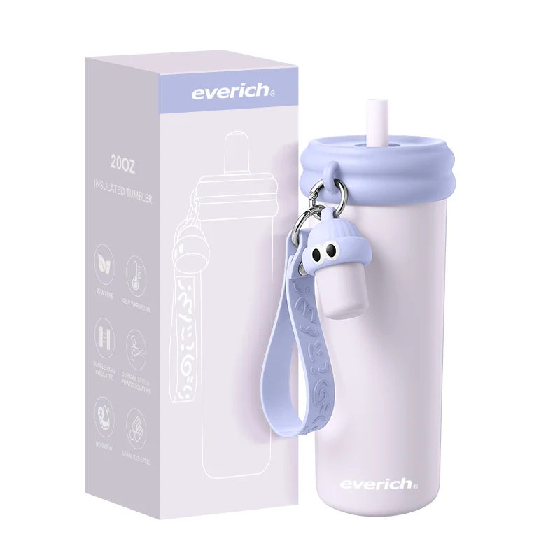 ODM Custom 580ml Mugs Tea Cup Set Stainless Steel Coffee Tumbler Cup With Handle and Spiral Dust Cap