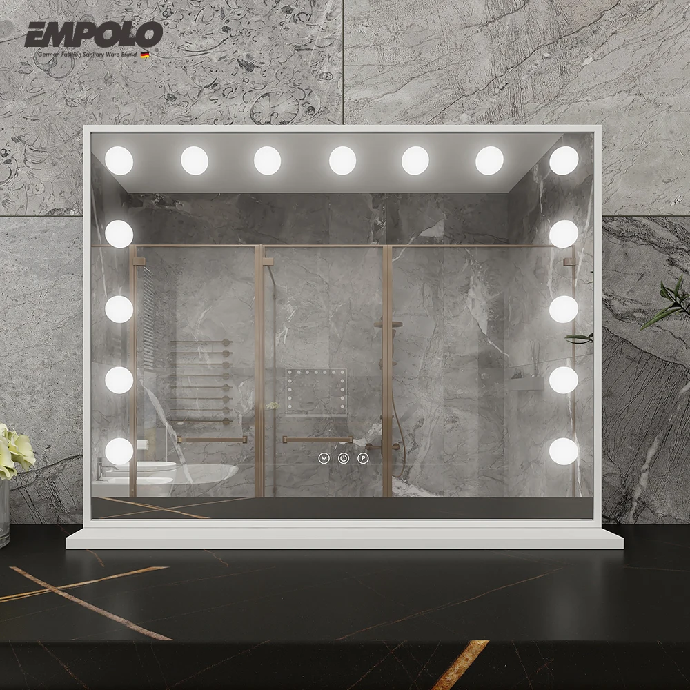 Modern Design Touch Screen Lights Vanity Mirror Hollywood Makeup Style Smart Led Intelligent Dressing Table Mirror With Bulbs