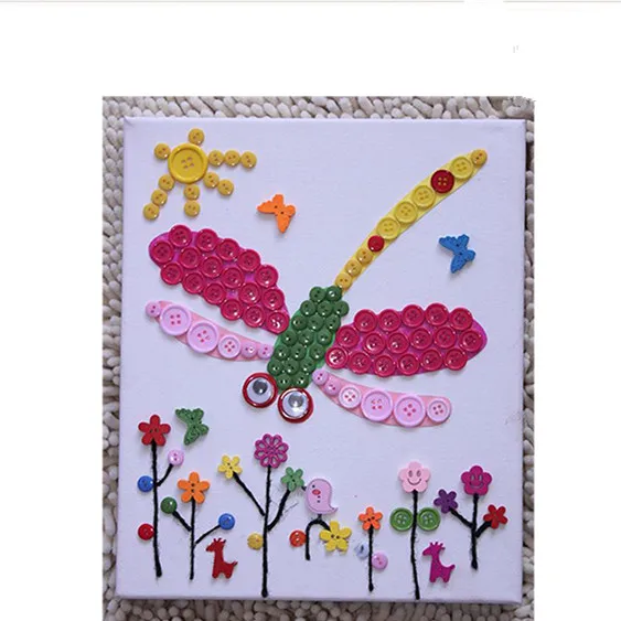 Sticky Button Art Mosaic Sticker Kits for Kids, Colorful Button Sticker Drawing Toys Early Education Gift