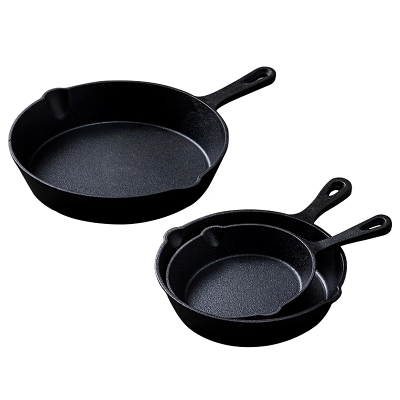 Pre Seasoned Cast Iron Non Stick Grill Pan wok fried Pan Kitchen Cooking Pizza Pan  For Home And Outdoor