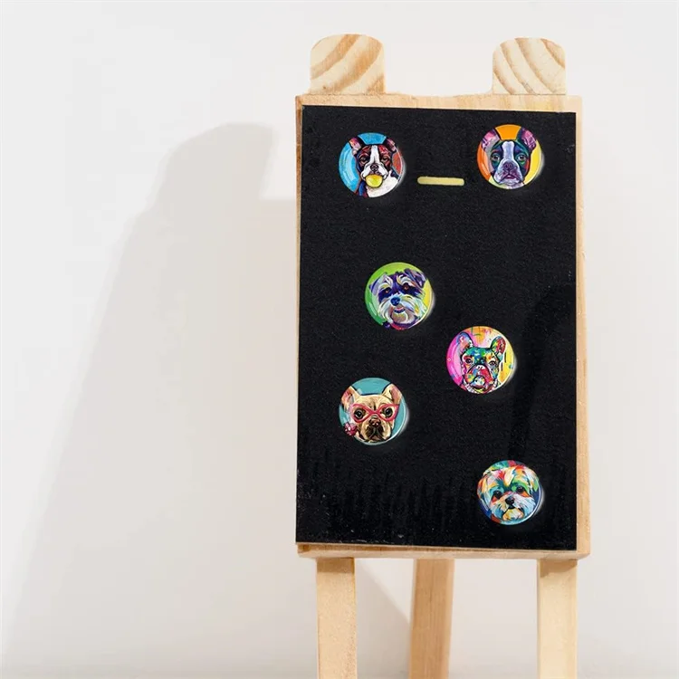 12Pcs Glass Refrigerator Magnet Fridge Sticker,Oil Painting Dog Fridge Magnets Decoration