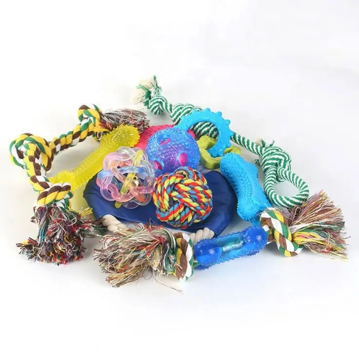 2021 собака для собак оптом Веревка Группа пакет, 10 шт./набор, щенок жевательные игрушки-прорезыватели собака веревки наборы игрушечных конструкторов