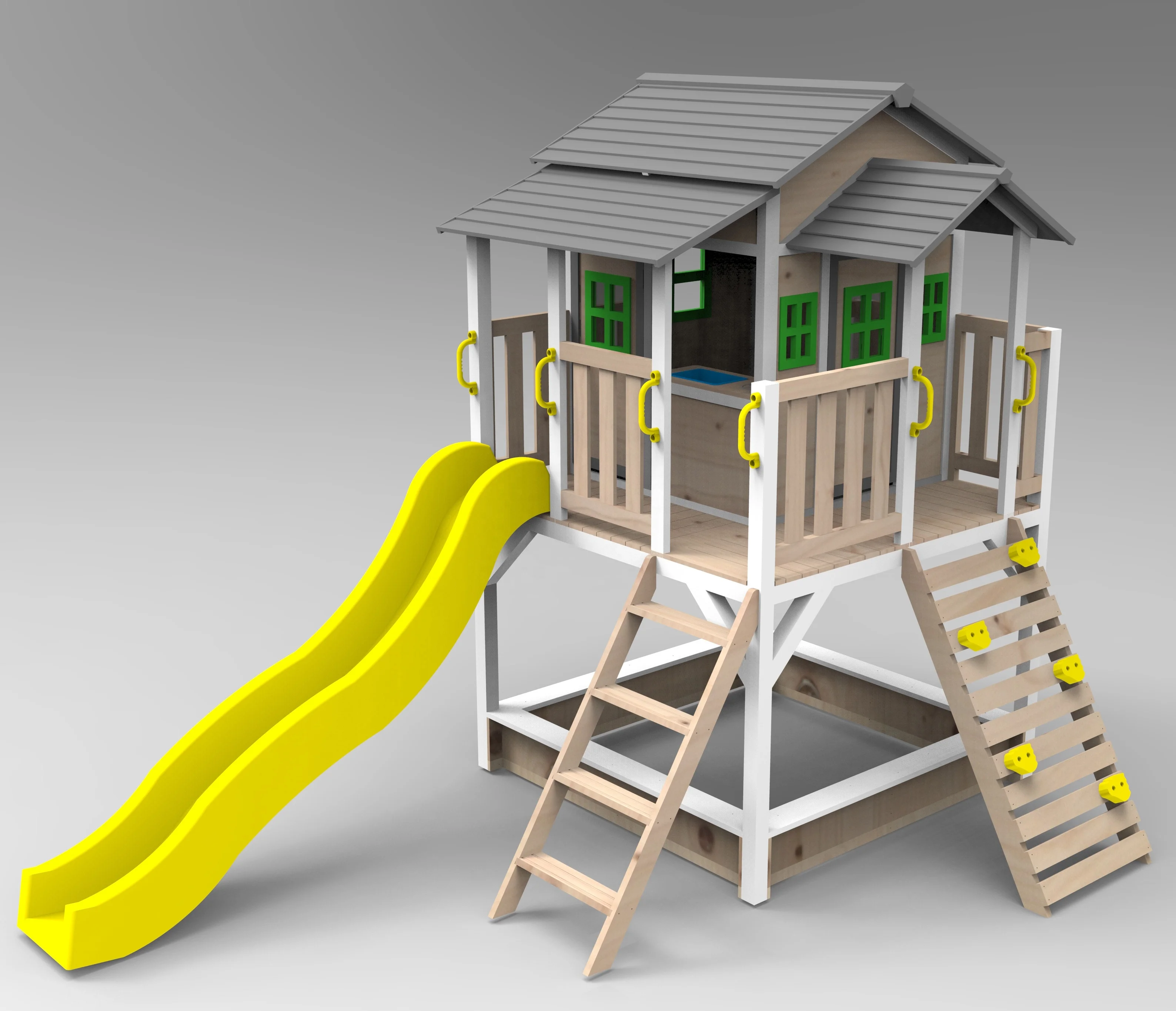 Kids Cubby House Playhouse with  mud kitchen and slide and sandpit