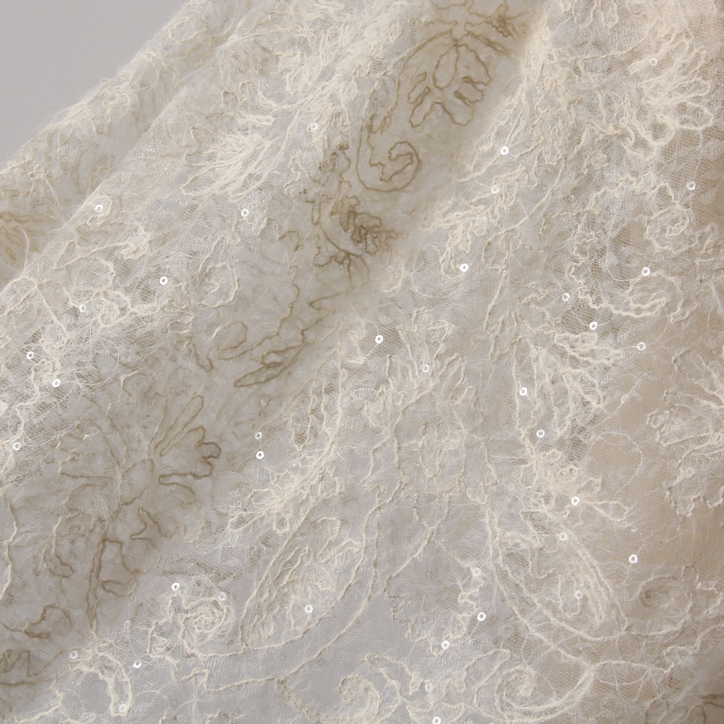 High Quality Fashion Embroidery Fabric Linen Roving Bead Mesh Textile Laces Fabrics For Women Dress Shirts Blouse And Headwear