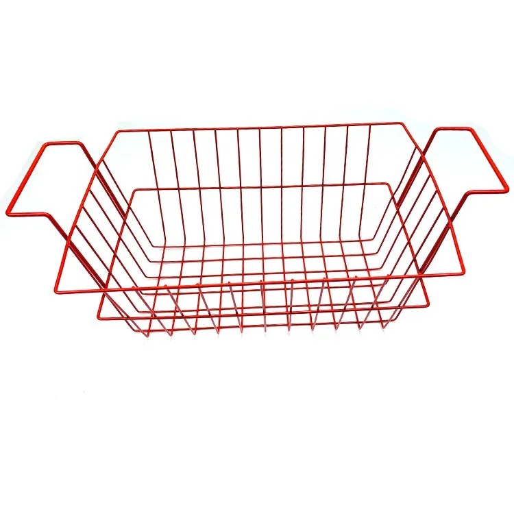 Factory large household metal iron wire storage basket with handles for sundry