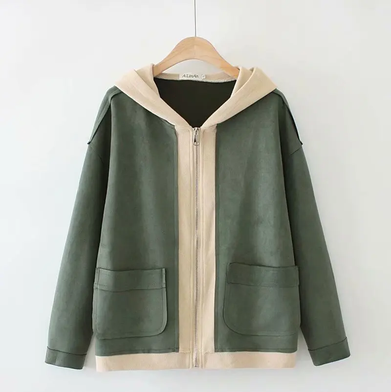 Spring and autumn Korean style fresh three-color solid faux suede jacket women winter coat