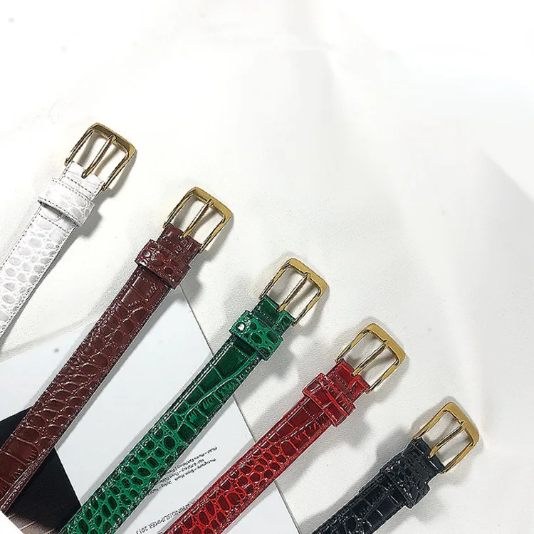 Latest Design Of Thin Width Texture Leather Ladies Jeans Woman Suit Belt