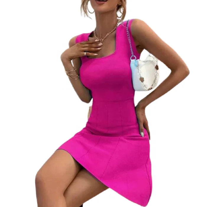 High quality lady sexy dress slim fit women lady elegant bodycon casual sleeveless dress