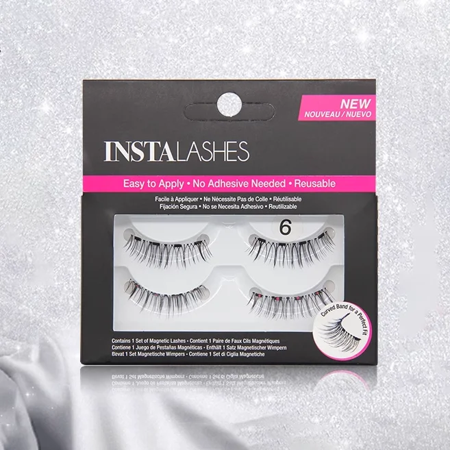 Eye Lash Box Glitter Packaging Box Custom LOGO Square Magnetic False Eyelash Lollipop Pink Cosmetic Art Paper 1 Pairs