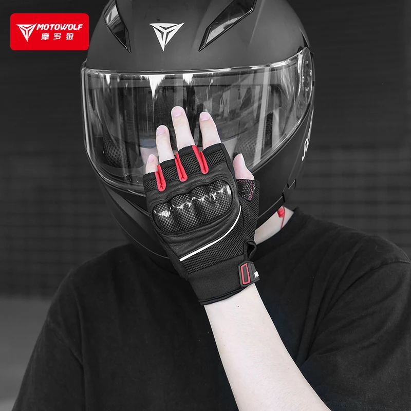 MOTOWOLF 2022 высокое качество перчатки без пальцев Жесткий корпус Тактический Байкерская мотоциклетная обувь прикрепляющийся к Защитное снаряжение гоночные перчатки