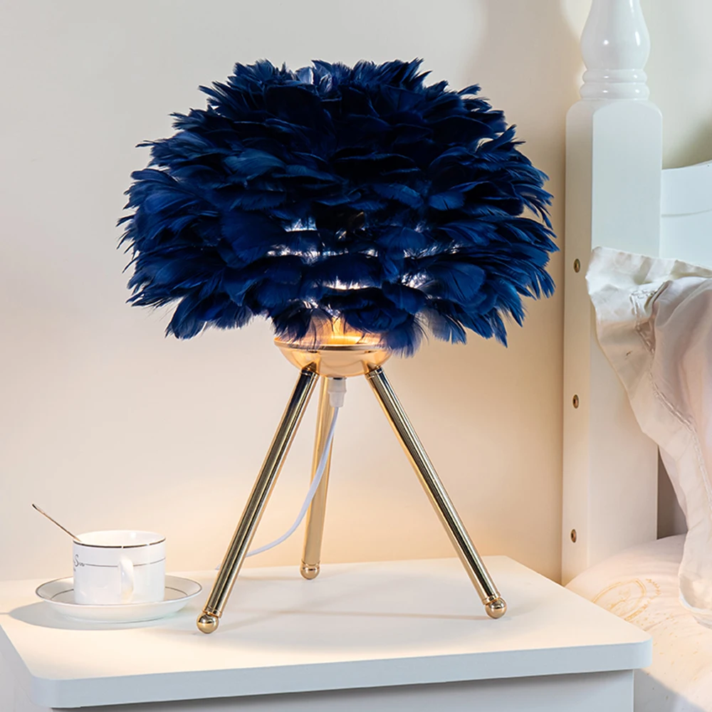 Hotel Plug-in Lamp Creative Personality Bedroom Bedside Living Room Study LED Feather Table Lamp