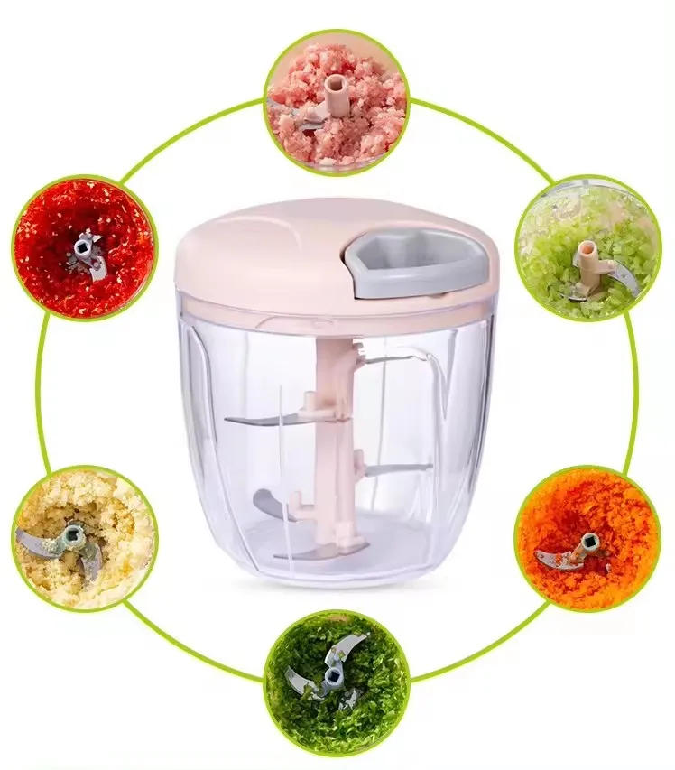 Top seller plastic Kitchen Gadgets Garlic Crusher Onion Masher Manual Vegetable Chopper easy Hand Press Blender Cutting Tool