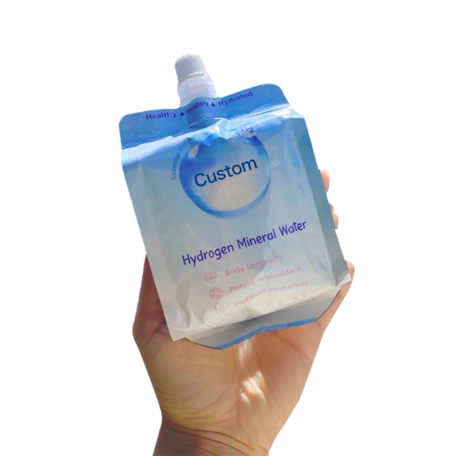 Custom Printed 300ml 350ml 500ml Antioxidant Hydration Side Gusset Liquid Spout Pouch For Mineral Hydrogen Rich Water With Spout